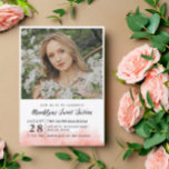 Convites Foto Cor de Água Rosa 16<br><div class="desc">Cor d'água rosa,  16 convites com uma foto da aniversariante cobrindo metade do convite,  uma design de tipografia limpa,  e seu nome em uma bonito escrita. Foto doce 16 convite com um salto de aquarela cor rosa quente.</div>