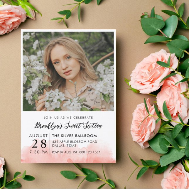 Convites Foto Cor de Água Rosa 16 (Criador carregado)