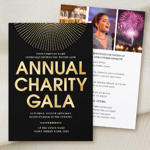 Convites Foto corporativa de Gala Elegante Black Faux Doura