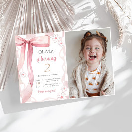 Convites Foto da Arco rosa segundo aniversário