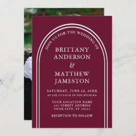 Convites Foto da Burgundy do Casamento de Arch Na moda Mode