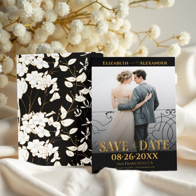 Convites Foto da Caligrafia Gold Salve a Data (Criador carregado)