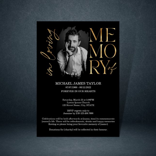 Convites Foto Da Caligrafia Moderna No Funeral Da Memória A (Criador carregado)