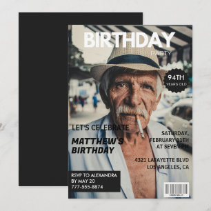 Convites Foto da capa da revista engraçada preta 94º aniver