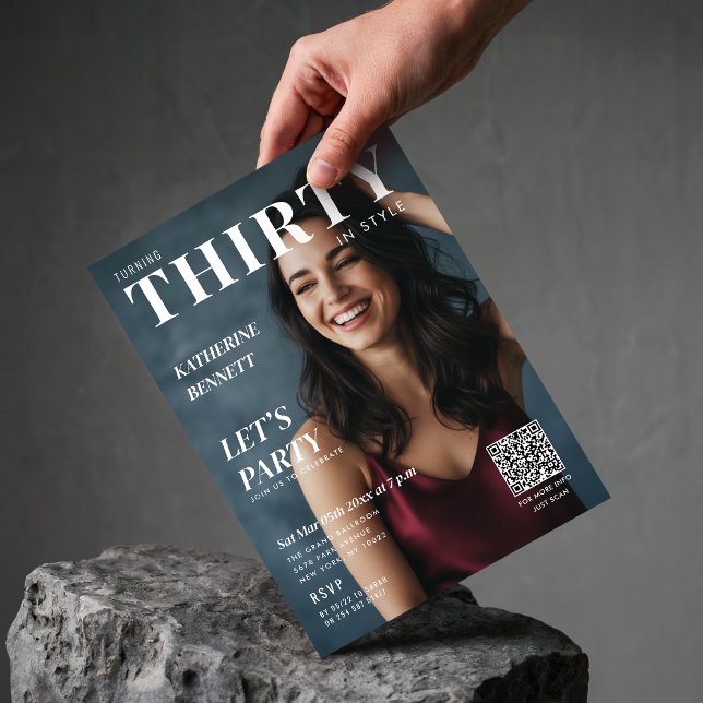 Convites Foto da Capa da Revista Festa de Aniversário de 30 (Criador carregado)