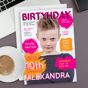 Convites Foto da Capa da Revista Rosa Laranja de Meninas Fo