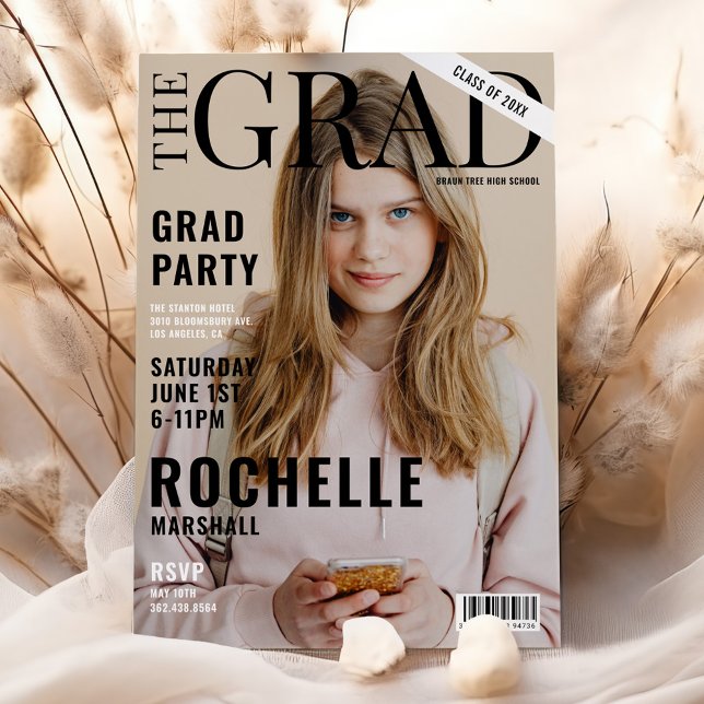 Convites Foto da Capa de Revista com Estilo Festa de Format (Criador carregado)