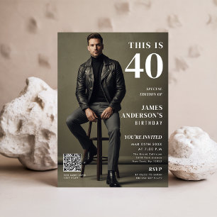 Convites Foto da Capa de Revista Homem 40º Aniversário Códi