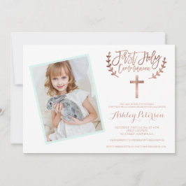 Convites Foto da casa da moeda Dourada Primeira Comunhão 2