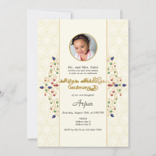 Convites Foto da Cerimônia Moderna de Annaprashan Primeiro 