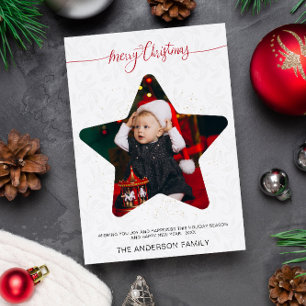 Convites Foto da Estrela Moderna Feliz Feriados de Natal