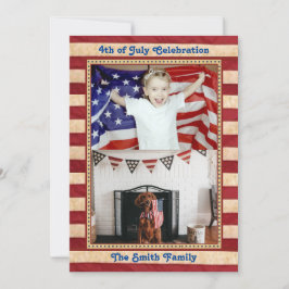 Convites Foto da família American Flag 2 4º, celebrada em J