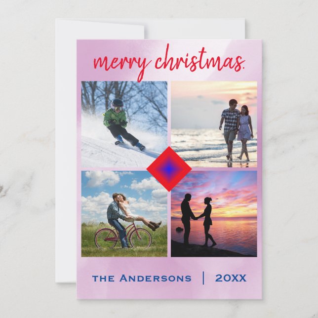 Convites Foto da Família Natal Candy Cane Heart (Frente)