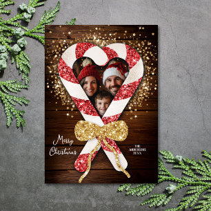 Convites Foto da família Rustic Candy Cane Frame