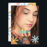 Convites Foto da Festa de aniversário 16 Sweet da Flor Retr<br><div class="desc">Convites de aniversário bonitos com flores de margarida de estilo retrô para dezesseis doces</div>