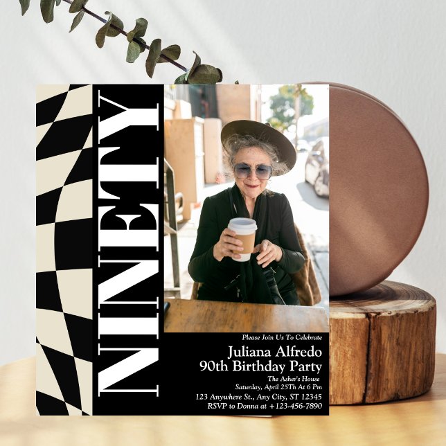 Convites Foto da Festa de aniversário 90 do Modern Ninety B (Criador carregado)