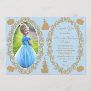 Convites Foto Da Festa de aniversário Cinderela Obrigado