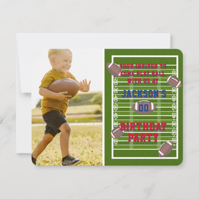 Convites Foto da Festa de aniversário de futebol americano (Frente)