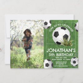 Convites Foto da Festa de aniversário de futebol para crian