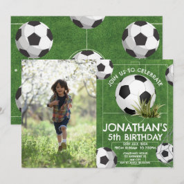 Convites Foto da Festa de aniversário de futebol para crian