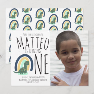 Convites Foto da Festa de aniversário do Arco-Íris do Din