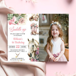 Convites Foto da Festa de aniversário do cowboy ocidental r