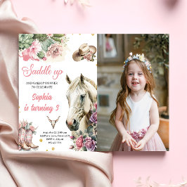 Convites Foto da Festa de aniversário do cowboy ocidental r