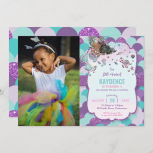 Convites Foto da Festa de aniversário Mermaid African Ameri