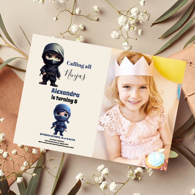 Convites Foto da Festa de aniversário Ninja Karate Martial  (Criador carregado)