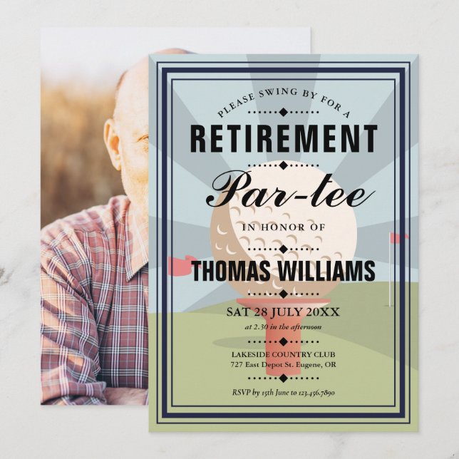 Convites Foto da Festa de Aposentadoria de Golfe Clássico (Frente/Verso)