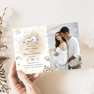 Convites Foto da Festa de Chá de fraldas de Avião viagens v