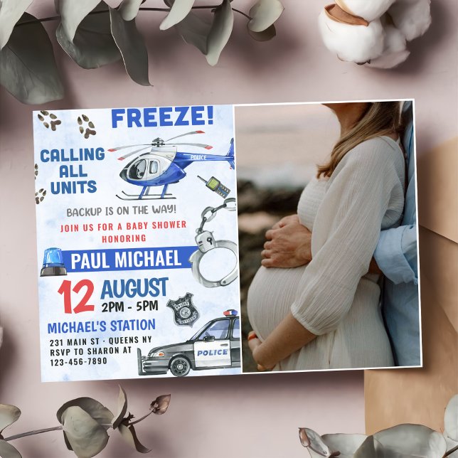 Convites Foto da Festa de Chá de fraldas do Policial (Criador carregado)