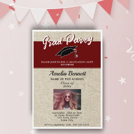 Convites Foto da Festa de formatura do Boné Vermelho Rustic