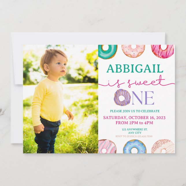 Convites Foto da Festa do primeiro aniversario da Rosquinha (Frente)