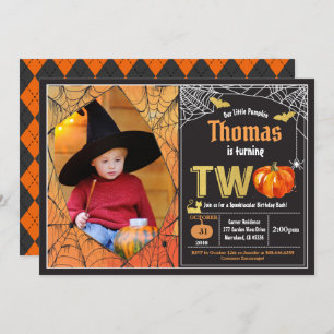 Convites Foto da festa do segundo aniversário de abóbora do