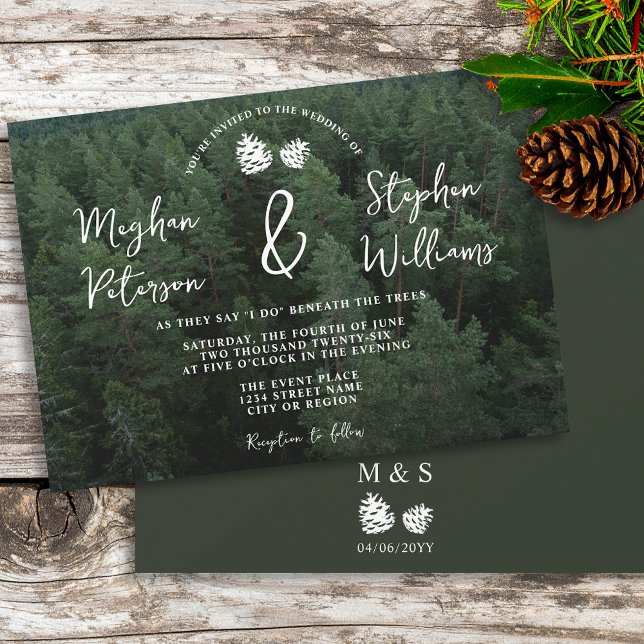 Convites Foto Da Floresta Rústica Com Casamento Da Natureza (Criador carregado)