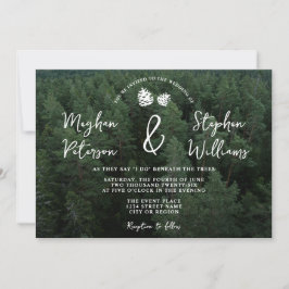 Convites Foto da Floresta Rústica Com Pinhas Casamento Na N