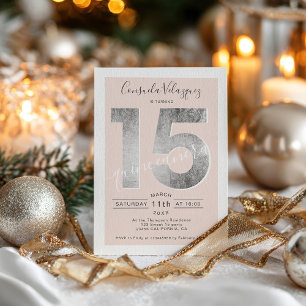 Convites Foto da folha de papel prateada quinceanera