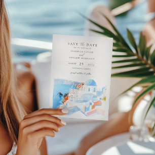 Convites Foto da Grécia Santorini Salvar a Data