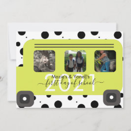 Convites Foto da janela do primeiro dia de ônibus escolar