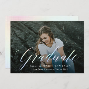 Convites Foto da paisagem do Formando de caligrafia holográ