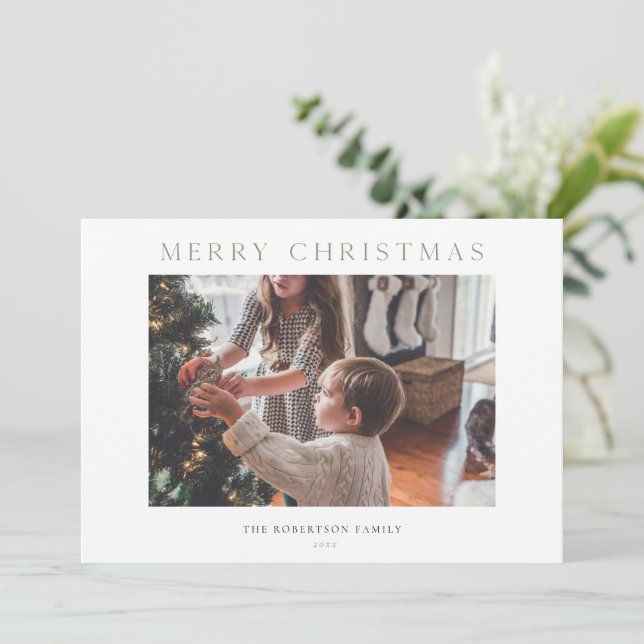 Convites Foto da placa de férias com cenário de inverno (Em pé/Frente)