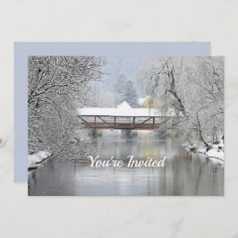 Convites Foto da ponte coberta de neve Natal