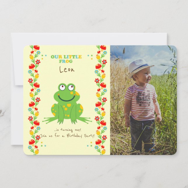 Convites Foto da primeira festa de aniversário do bebê sapo (Frente)