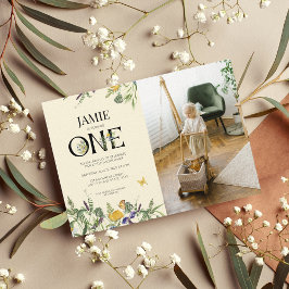 Convites Foto da primeiro aniversario Wildflower Boho