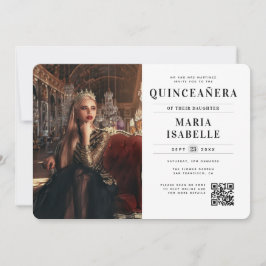 Convites Foto da Princesa Moderna Código QR Quinceañera