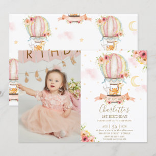 Convites Foto da selva de primeiro aniversario de balão de 