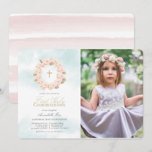 Convites Foto da Terra do Flor de Cereja Primeira Comunhão
