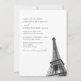 Convites Foto da Torre Eiffel Personalizada do Casamento de