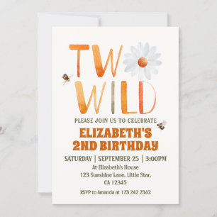 Convites Foto Daisy Two Wild segundo aniversário Girl